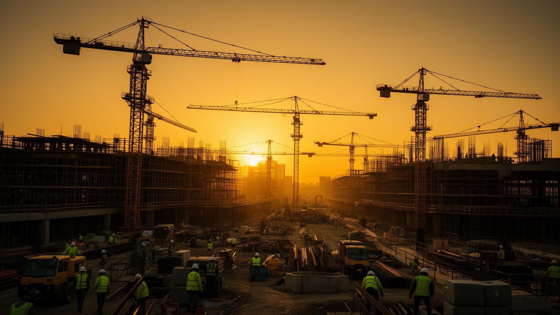 Kaymou Projects construction site at golden hour